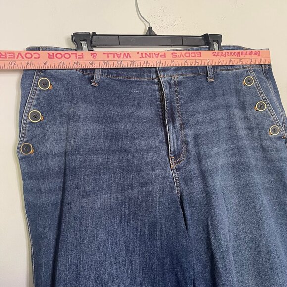 Talbots Women's Plus 18W Sailor Wide Leg Jeans Trousers Button Detail T6 - Picture 4 of 11